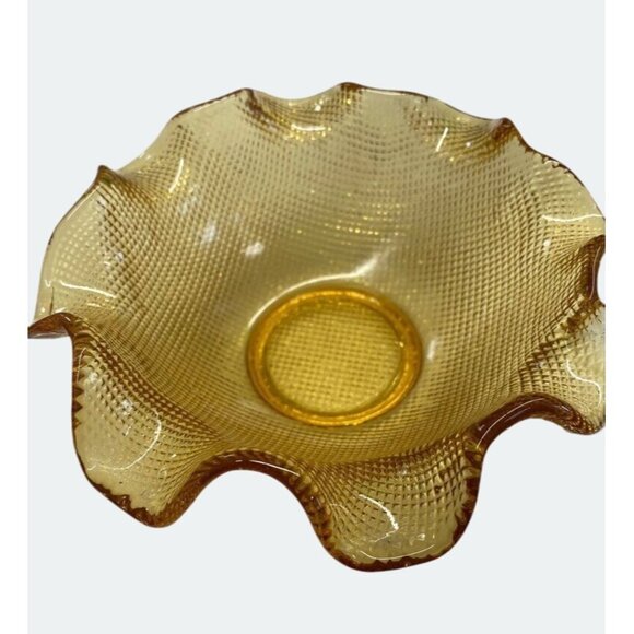 Amber Glass Ruffled Edge Bowl - Picture 6 of 6